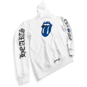 CHROME HEARTS 'ROLLING STONES' WHITE/BLUE HOODIE